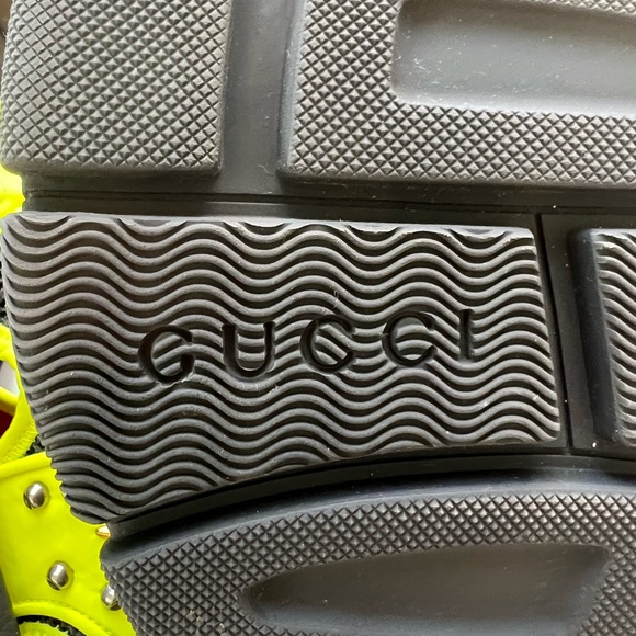 Gucci Aguru Studded Neon Sandals Designer Size 7/ US Women’s Size 10 - Picture 12 of 13